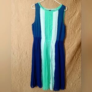 women's size 12 layered flowy mint teal blue summer dress Liz Claiborne boho